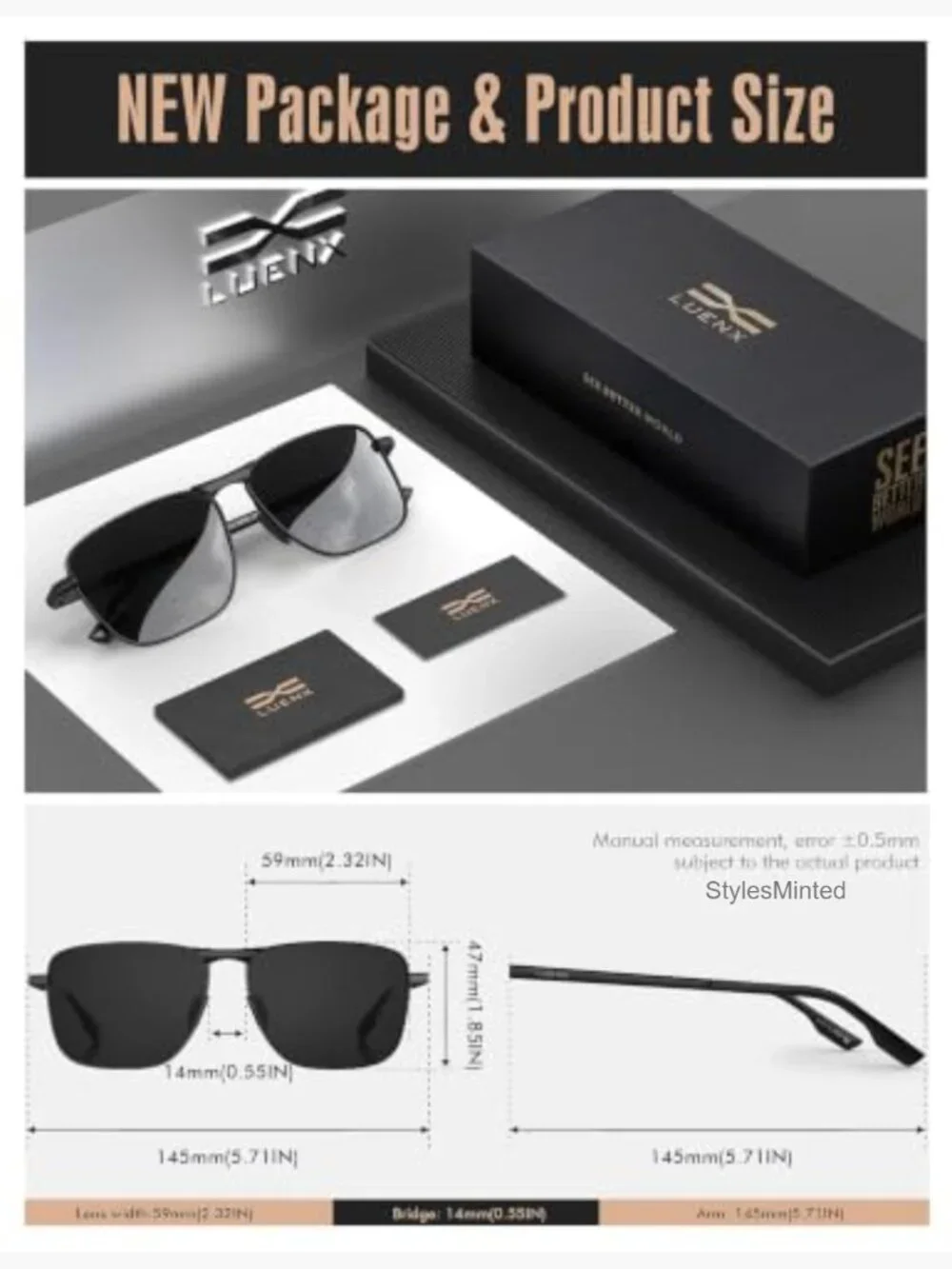 Rectangular Polarized Aviator Sunglasses Men Square Retro Shades UV400